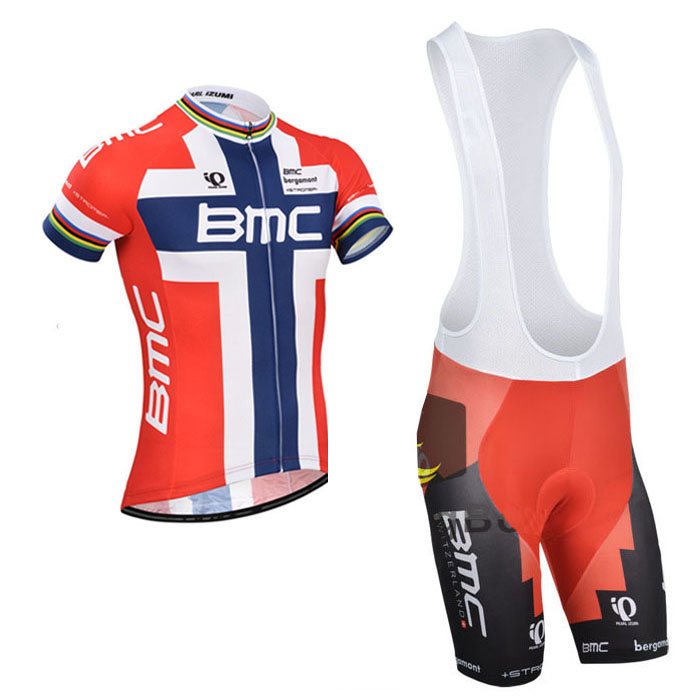 2014 Maillot Bmc Rojo tirantes mangas cortas